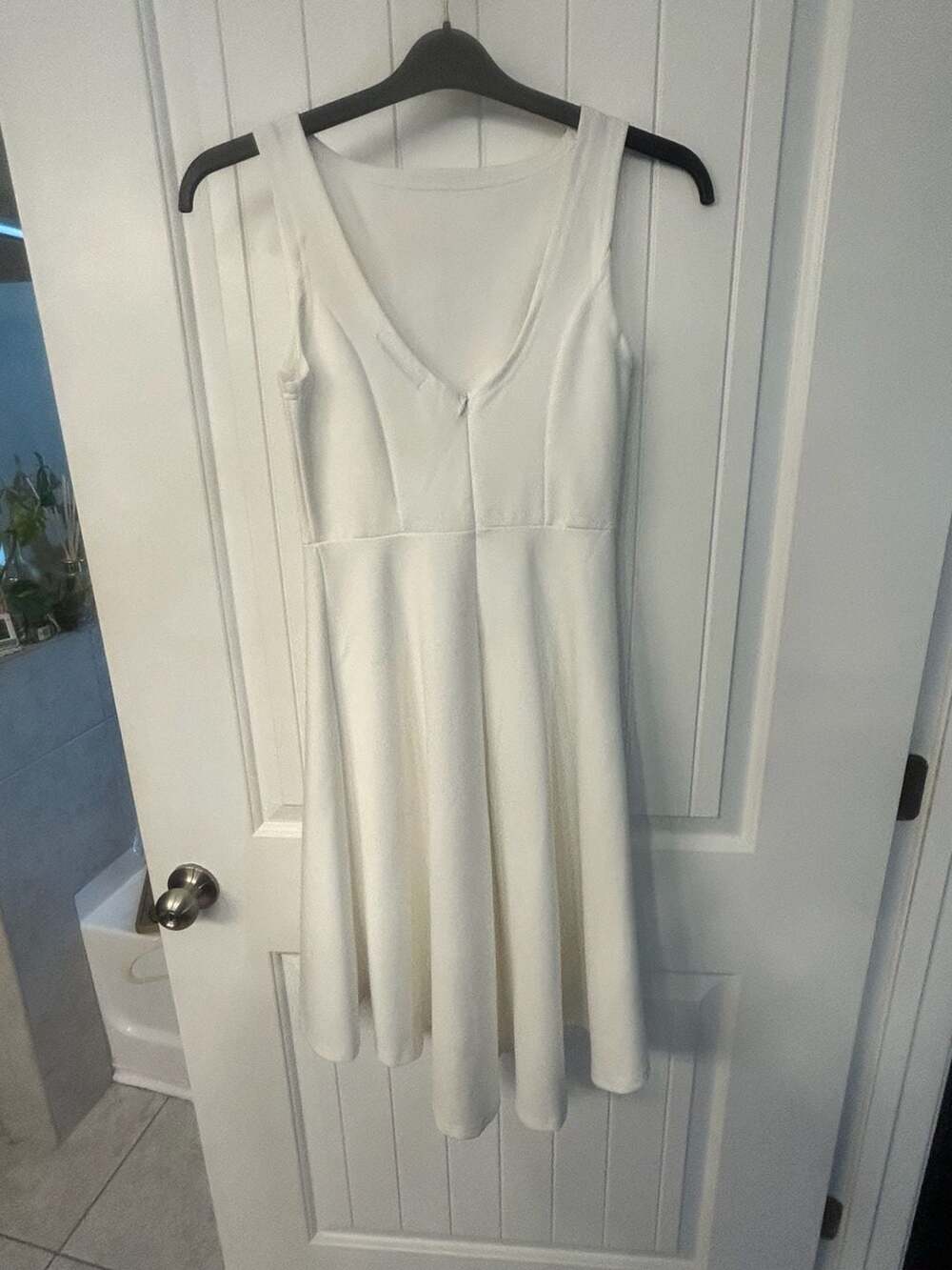 REORIA Boat Neck Sleeveless High Low Fit and Flare Dress White Small - Picture 4 of 8